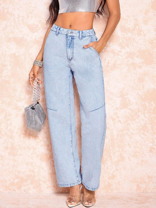 Straight Leg Jeans with Pockets