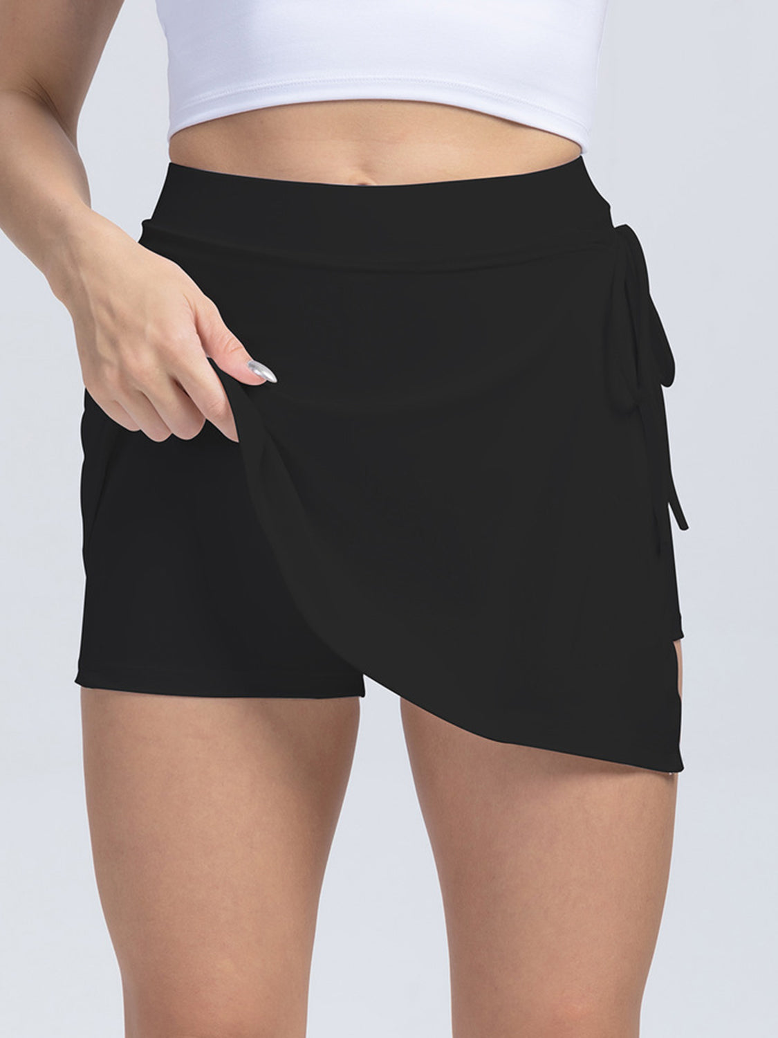 Tied High Waist Active Shorts