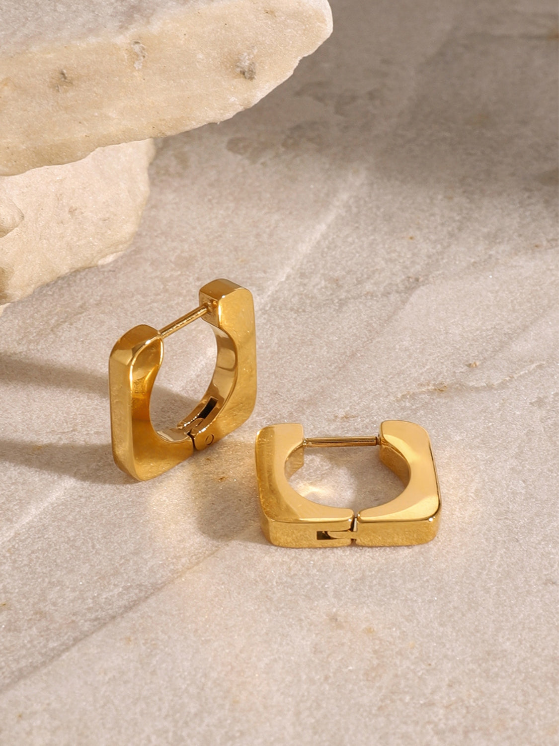 18K Gold-Plated Stainless Steel Square Earrings